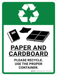 Paper & Cardboard Recycle Portrait - Wall Sign