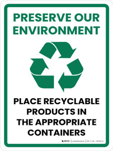 Preserve Our Environment Portrait - Wall Sign