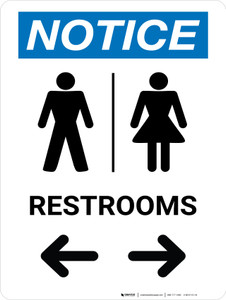 Notice With Arrows And Icon Male Left Female Right - Wall Sign