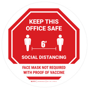 STOP Circular - Social Distancing Keep This Office Safe Mask Not Required with Icon - Floor Sign