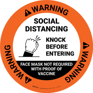 Warning Circular - Social Distancing Knock Before Entering with Icon - Floor Sign