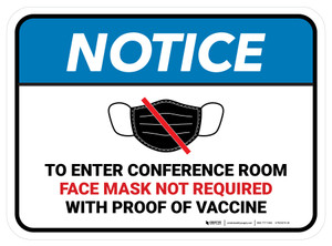Notice To Enter Conference Room Face Mask Not Required with Proof of Vaccine with Icon Rectangular - Floor Sign