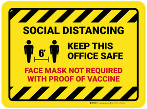 Yellow/Black Hazard Social Distancing Keep This Office Safe Face Mask Not Required with Icon Rectangular - Floor Sign