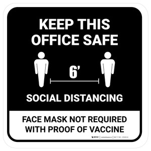 Keep This Office Safe Social Distancing Mask Not Required with Icon Black Square - Floor Sign