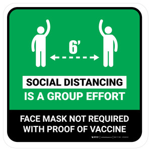 Social Distancing Is A Group Effort Mask Not Required with Icon Green Square - Floor Sign