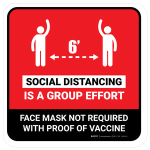 Social Distancing Is A Group Effort Mask Not Requiwith Icon Red Square - Floor Sign