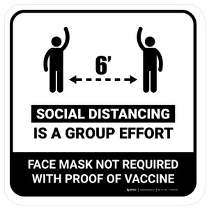 Social Distancing Is A Group Effort Mask Not Required with Icon White Square - Floor Sign