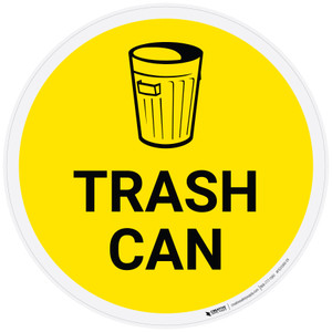 Trash Can Yellow with Icon - Floor Sign