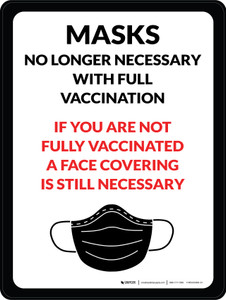 Mask No Longer Necessary With Full Vaccination - If You Are Not Fully Vaccinated A Face Covering Is Still Necessary With Icon - Wall Sign Mask No Longer Necessary With Full Vaccination - If You Are Not Fully Vaccinated A Face Covering Is Still Necessary With Icon - Wall Sign