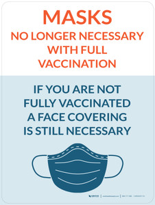 Masks No Longer Necessary With Full Vaccination - If You Are Not Fully Vaccinated A Face Coveing Still Necessary Portrait - Wall Sign