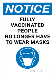 Notice: Fully Vaccinated People No Longer Have To Wear Masks with Icon Portrait - Wall Sign