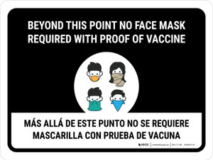 No Face Mask Required Beyond This Point with Icon Bilingual Black Landscape - Wall Sign