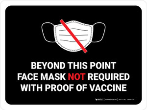 Face Mask Not Required with Proof of Vaccine Beyond This Point with Icon Black Landscape - Wall Sign