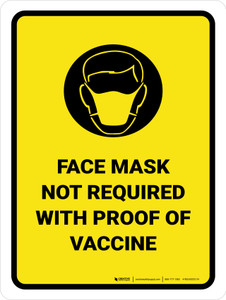 Face Mask Not Required With Icon Yellow Portrait - Wall Sign