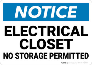 Notice: Electrical Closet No Storage Permitted - Wall Sign