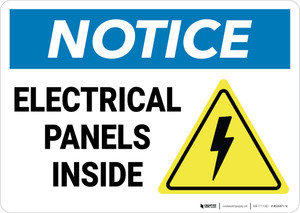 Notice: Electrical Panels Inside With Graphic - Wall Sign Notice: Electrical Panels Inside With Graphic - Wall Sign