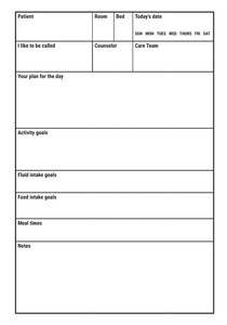 Patient Goals Dry-Erase Hospital Whiteboard (Version 1)