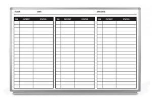 Patient Status Dry-Erase Hospital Whiteboard (Version 2)