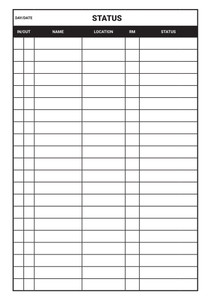 Status Chart Dry-Erase Hospital Whiteboard (Version 1)
