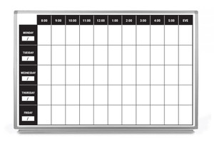 Work Week Dry-Erase Scheduling Whiteboard