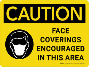 Caution: Face Coverings Encouraged In This Area - Wall Sign Landscape
