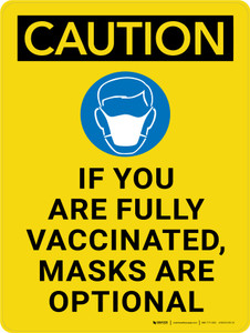 Caution: If You Are Fully Vaccinated Masks Are Optional With Icon - Wall Sign