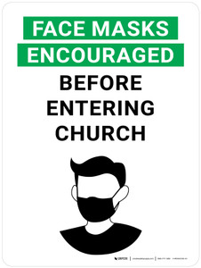 Face Masks Encouraged Before Entering Church With Icon - Wall Sign