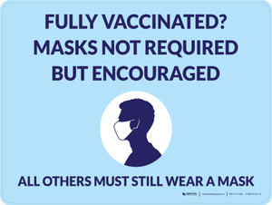 Fully Vaccinated? Masks Not Required But Encouraged Horizontal With Icon - Wall Sign