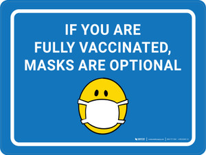 If You Are Fully Vaccinated Masks Are Optional With Emoticon Landscape - Wall Sign
