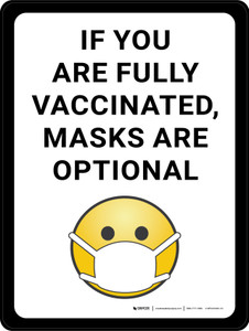 If You Are Fully Vaccinated Masks Are Optional With Emoticon Portrait - Wall Sign