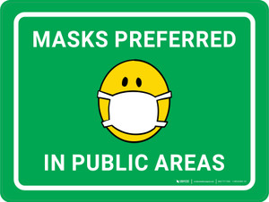Masks Preferred In Public Areas With Icon Landscape - Wall Sign