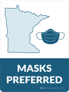 Masks Preferred Minnesota State Outline - Wall Sign
