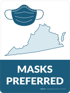 Masks Preferred Virginia State Outline - Wall Sign