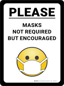 Please - Masks Not Required But Encouraged - Wall Sign Please - Masks Not Required But Encouraged - Wall Sign