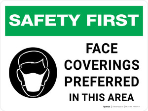 Safety First: Face Coverings Preferred In This Area - Wall Sign