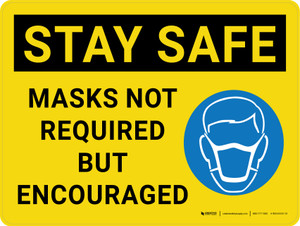 Stay Safe: Masks Not Required But Encouraged With Icon - Wall Sign