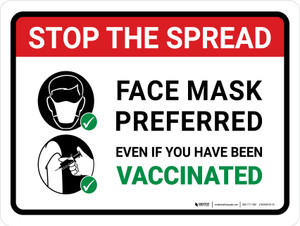 Stop The Spread - Face Mask Preferred Even If You Have Vaccinated - Wall Sign