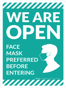 We Are Open Face Mask Preferred Before Entering - Wall Sign