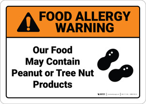 Warning: Food May Contain Peanut Tree Nut Allergy Warning - Wall Sign