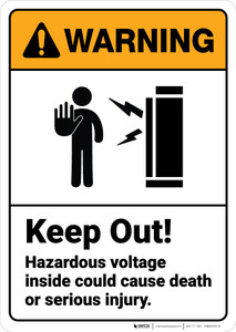 Warning: Keep Out Hazardous Voltage Inside Could Cause Death - Wall Sign