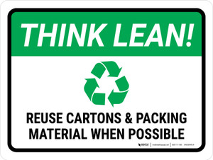 Think Lean: Reuse Cartons and Packing Material When Possible Landscape - Wall Sign