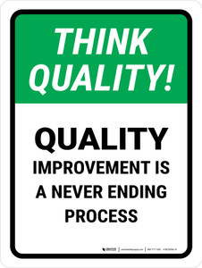 Think Quality: Quality Improvement Is Never Ending Process Portrait - Wall Sign