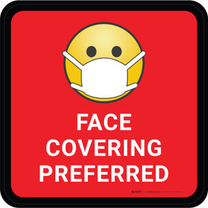 Face Covering Preferred Red Square Circular - Floor Sign
