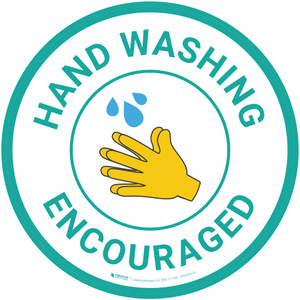 Hand Washing Encouraged With Emoticon Circular - Floor Sign