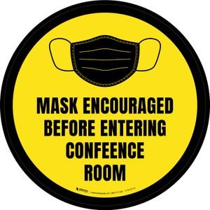 Mask Encouraged Before Entering Conference Room Yellow - Floor Sign