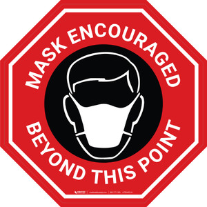 Mask Encouraged Beyond This Point Stop Red - Floor Sign