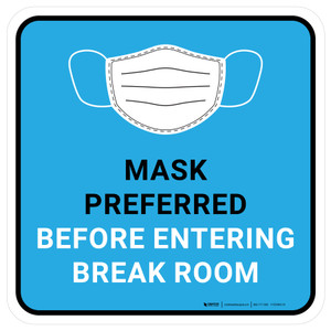 Mask Preferred Before Entering Break Room Blue - Floor Sign