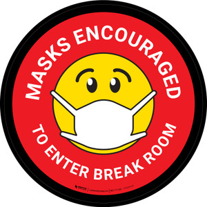 Masks Encouraged To Enter Break Room Round Red Circular - Floor Sign