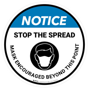 Notice: Stop The Spread Mask Encouraged Beyond This Point - Floor Sign