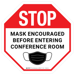 Stop: Mask Encouraged Before Entering Conference Room Circular - Floor Sign